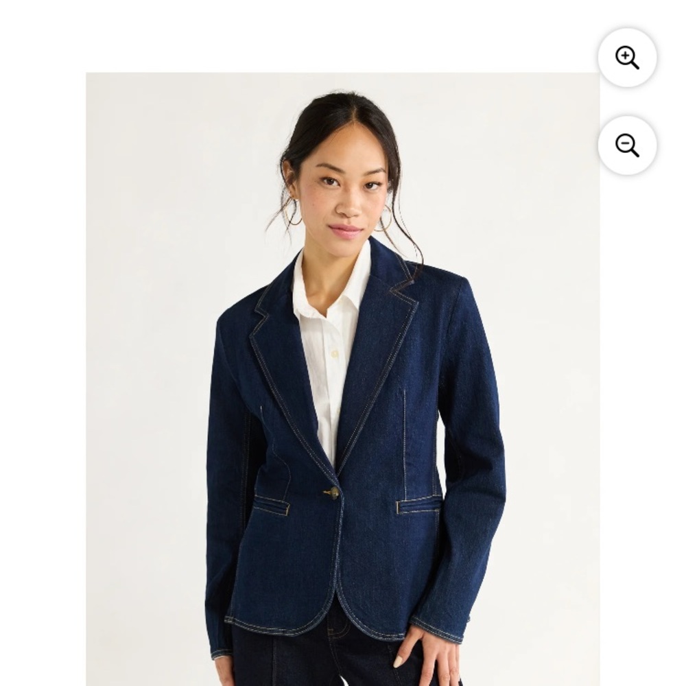 Free Assembly Dark Blue Denim Blazer - Picture 2 of 4